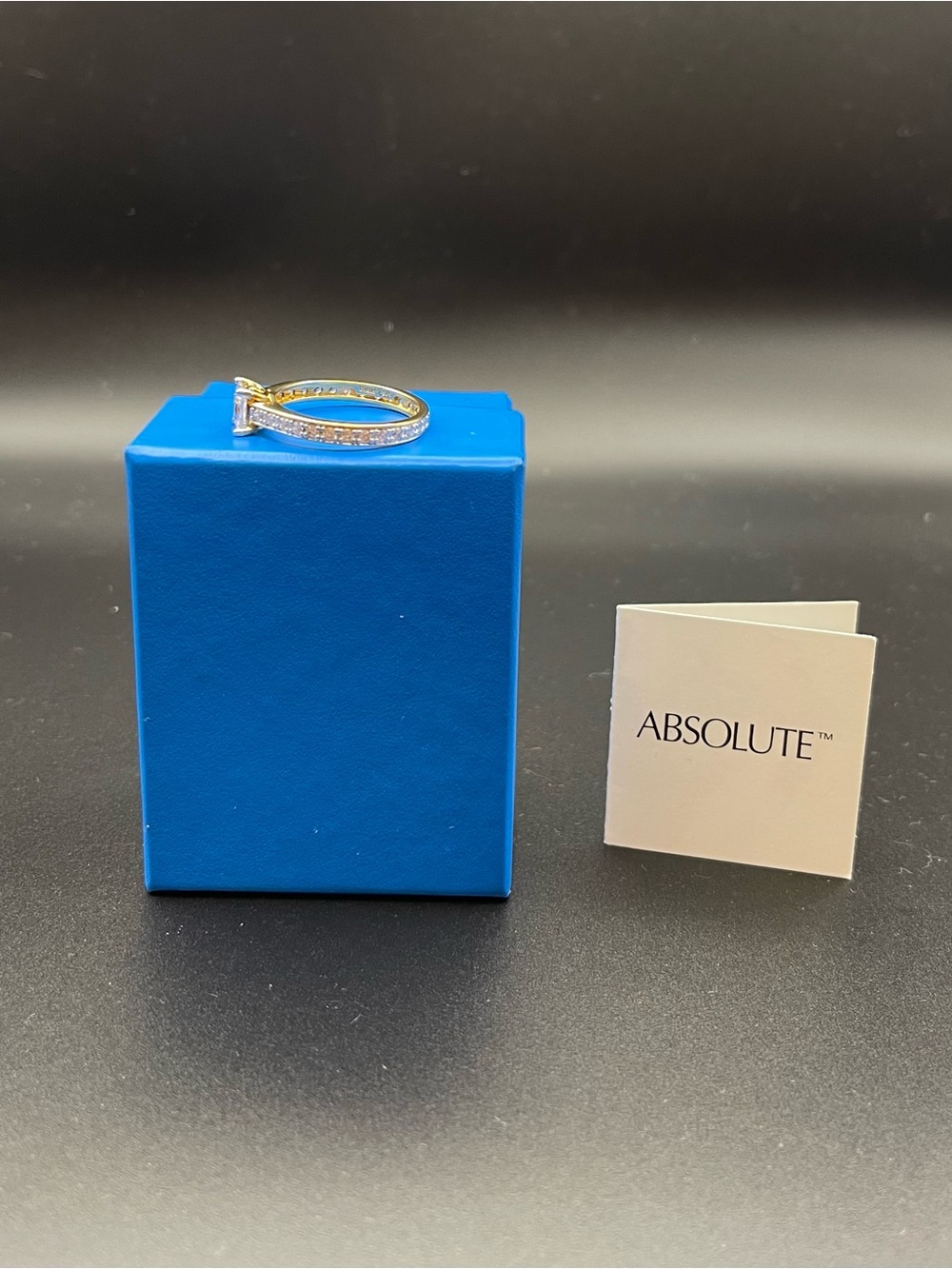 NWT HSN absolute cz gold vermeil princess cut eternity ring size 10 - Picture 3 of 12